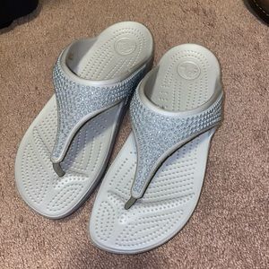 Silver Croc Sandals with Platform